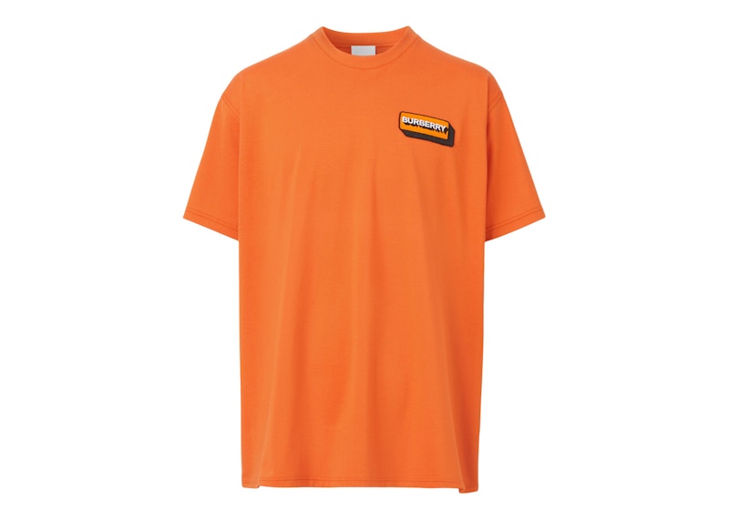 Burberry Logo Applique Cotton Oversized T-shirt Bright Orange/Orange
