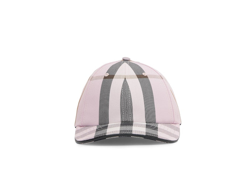 Burberry Logo Detail Check Cotton Baseball Cap Pink/Black