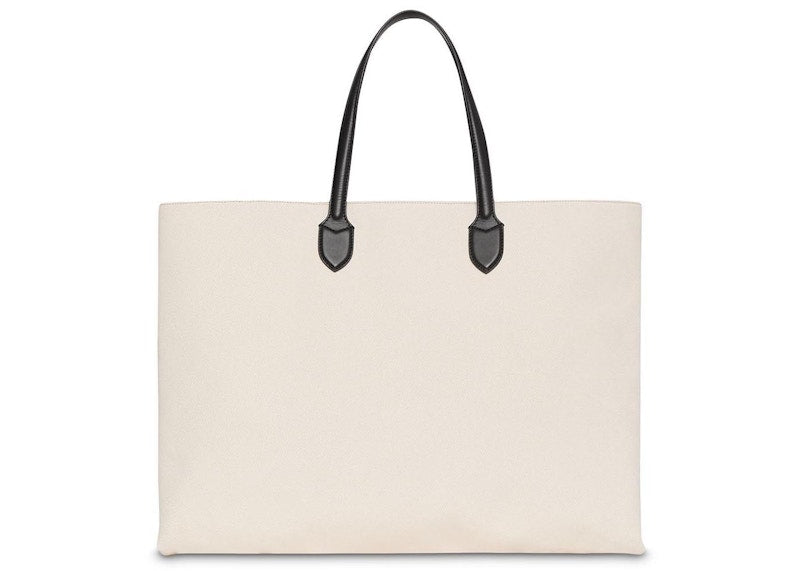 Burberry Logo Detail Cotton Blend Tote Natural