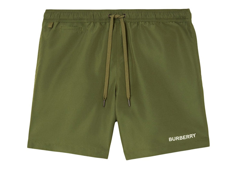 Burberry Logo Detail Swim Shorts Olive/White