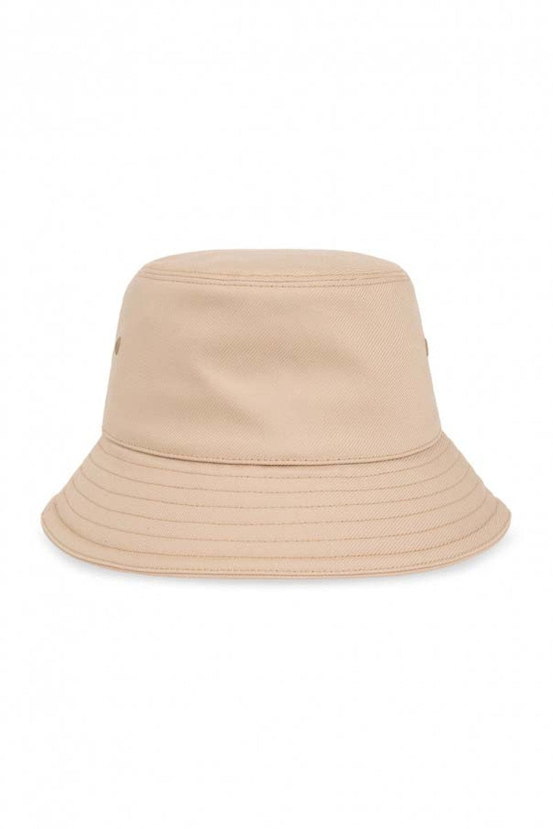 Burberry Logo Embroidered Cotton Bucket Hat Soft Fawn
