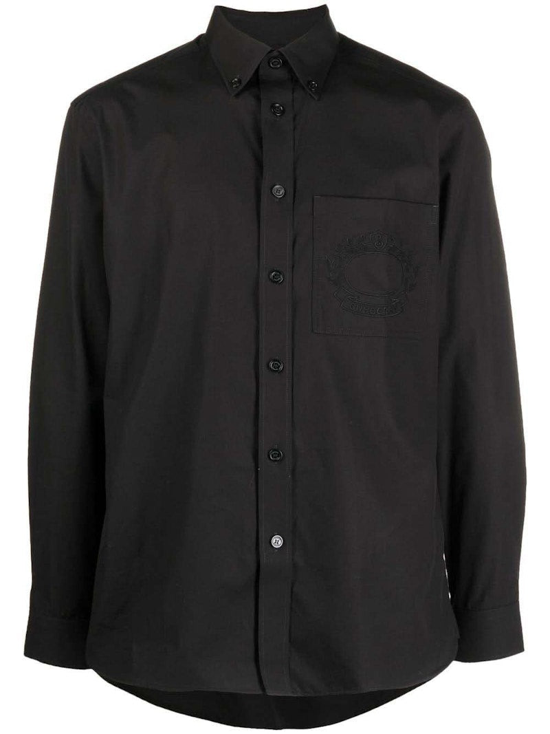 Burberry Logo-Embroidered Long-Sleeved Shirt Black