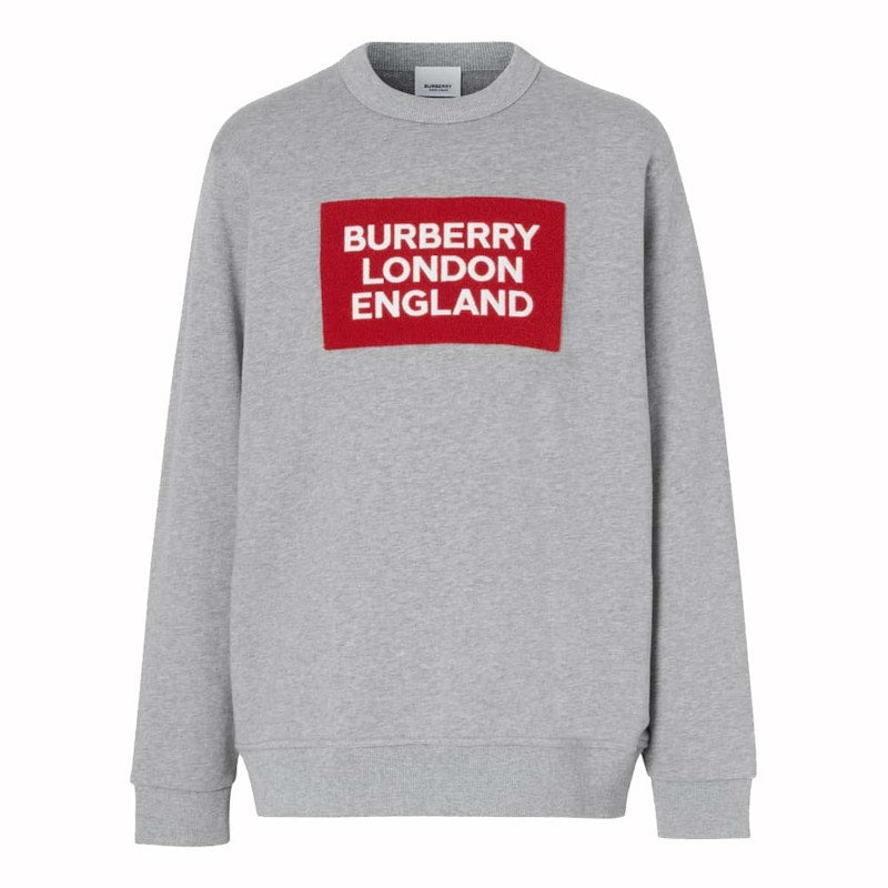 Burberry Logo Patch Cotton Sweatshirt Grey