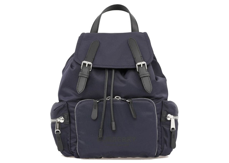 Burberry Logo Print Backpack Medium Navy Blue