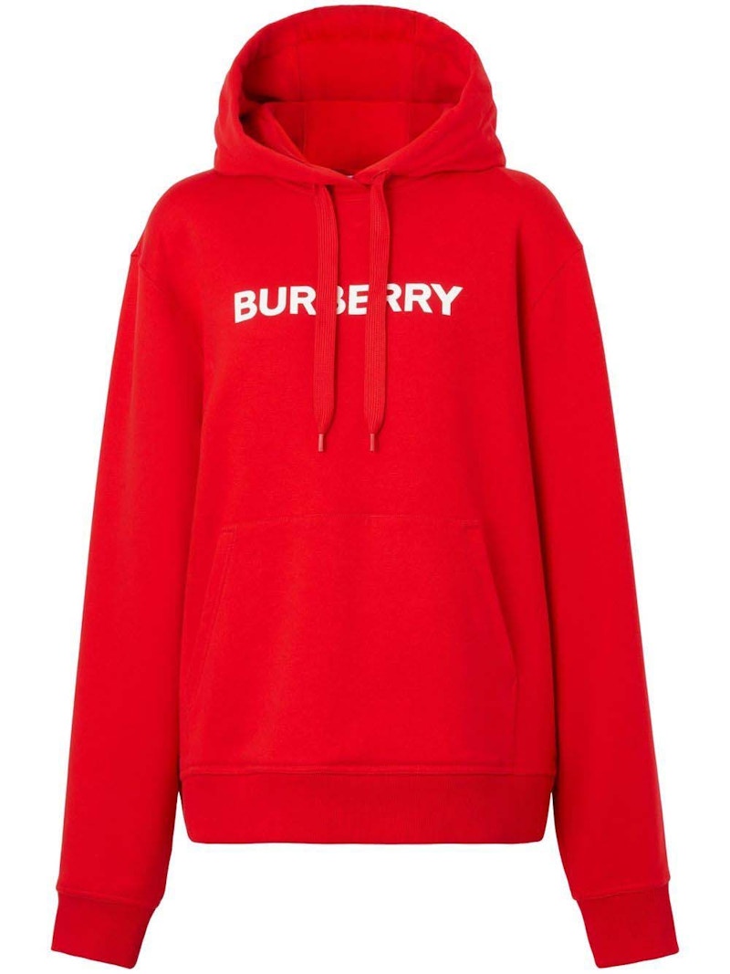 Burberry Logo-Print Cotton Hoodie Red