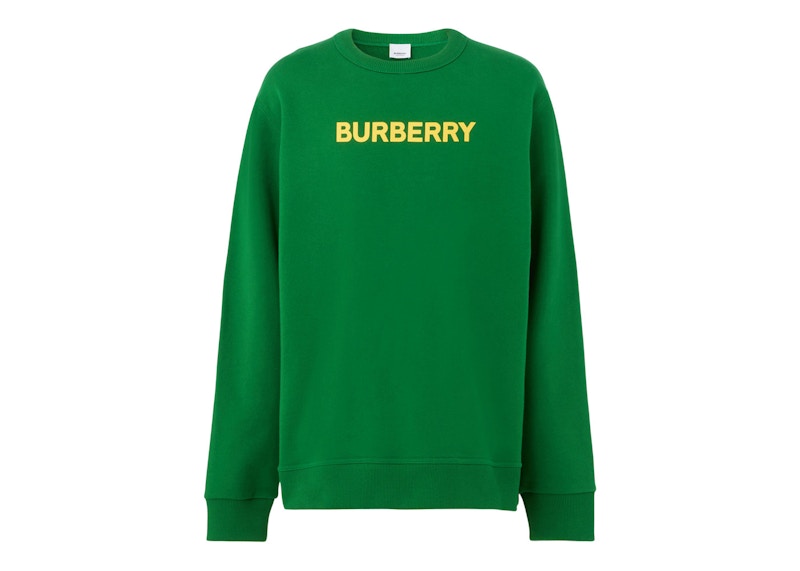 Burberry Logo Print Cotton Sweater Ivy Green/Yellow
