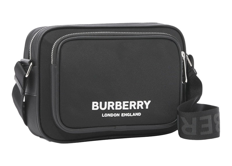 Burberry Logo Print Nylon Crossbody Bag Black
