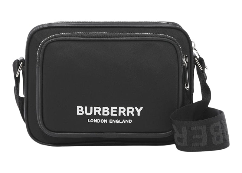 Burberry Logo Print Nylon Crossbody Bag Black