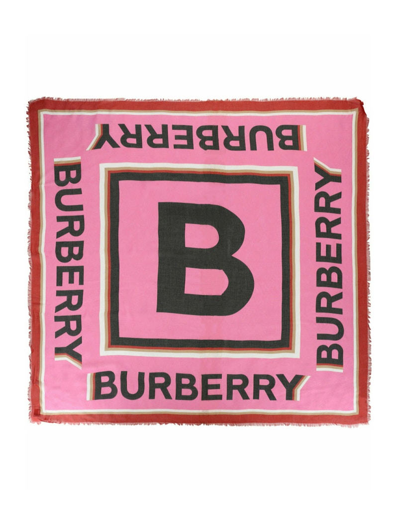 Burberry Logo Printed Scarf Bubble Gum Pink
