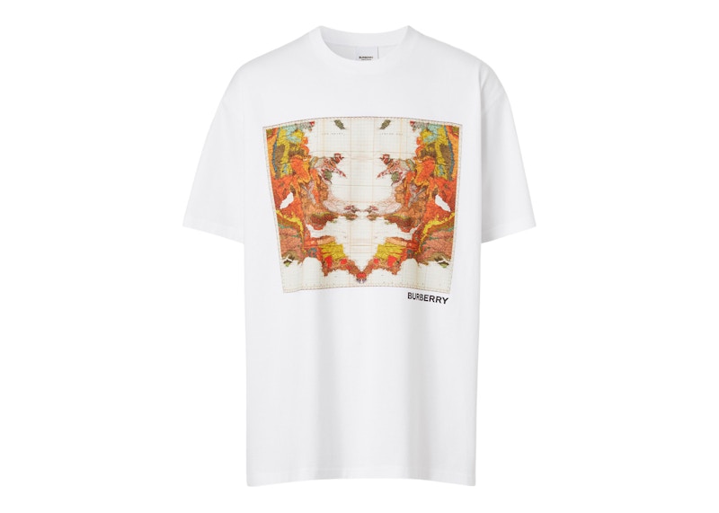 Burberry Map Print Cotton Oversized T-Shirt White