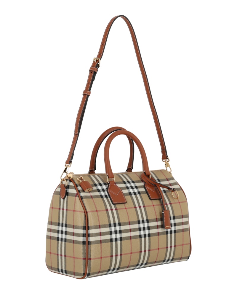 Burberry Medium Check Bowling Bag Vintage Check Briar Brown