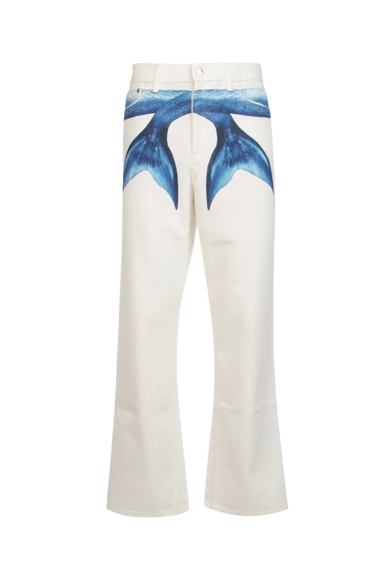 Burberry Mermaid Tail Printed Cotton-Denim Jeans White