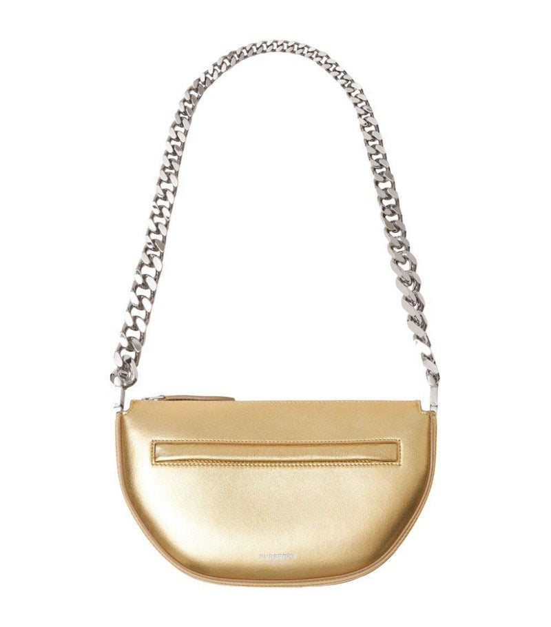 Burberry Mini Metallic Leather Olympia Shoulder Bag Gold