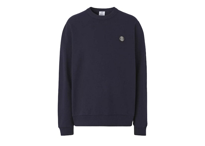 Burberry Monogram Motif Applique Cotton Sweatshirt Navy