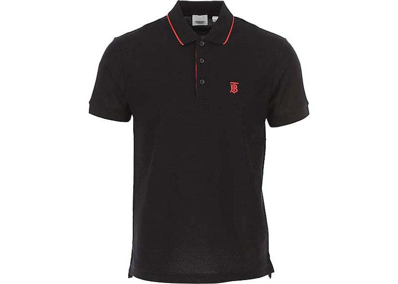 Burberry Monogram-Motif Piqué Cotton Polo Shirt Black