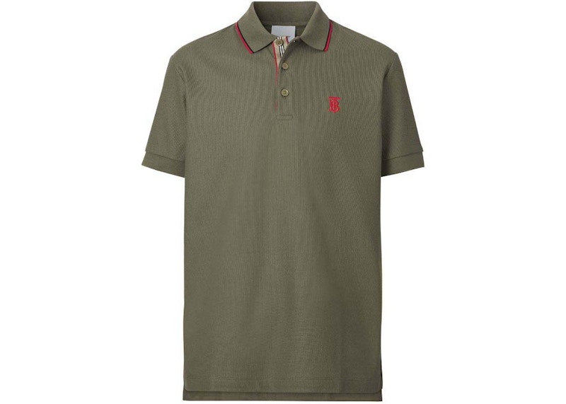 Burberry Monogram-Motif Piqué Cotton Polo Shirt Green