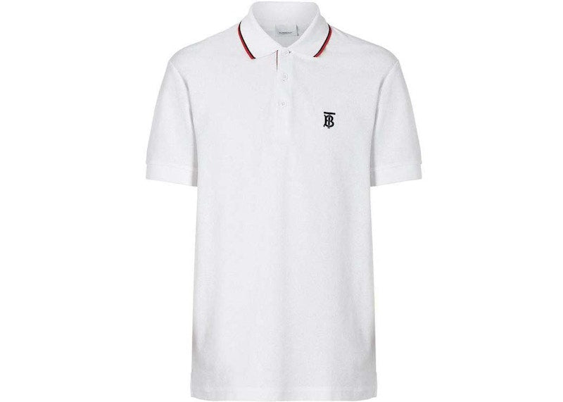 Burberry Monogram-Motif Piqué Cotton Polo Shirt White