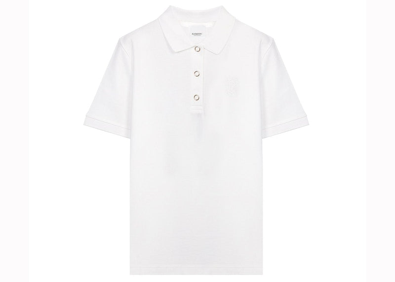 Burberry Monogram Motif Piqué Polo White