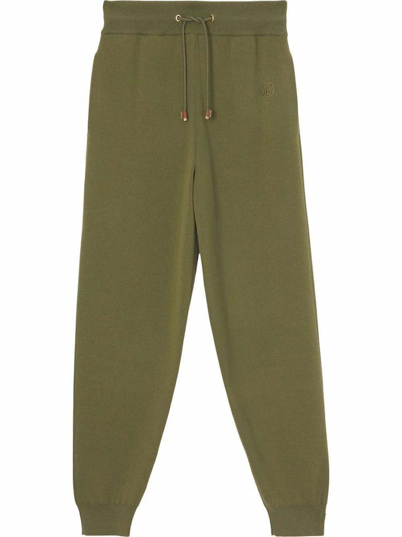 Burberry Monogram-Motif Wool-Cashmere Blend Jogging Pants Green