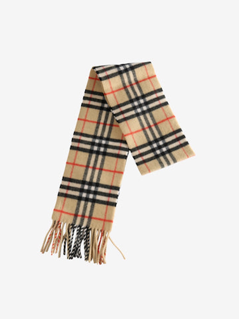Burberry Mu Check Cashmere Scarf Sand