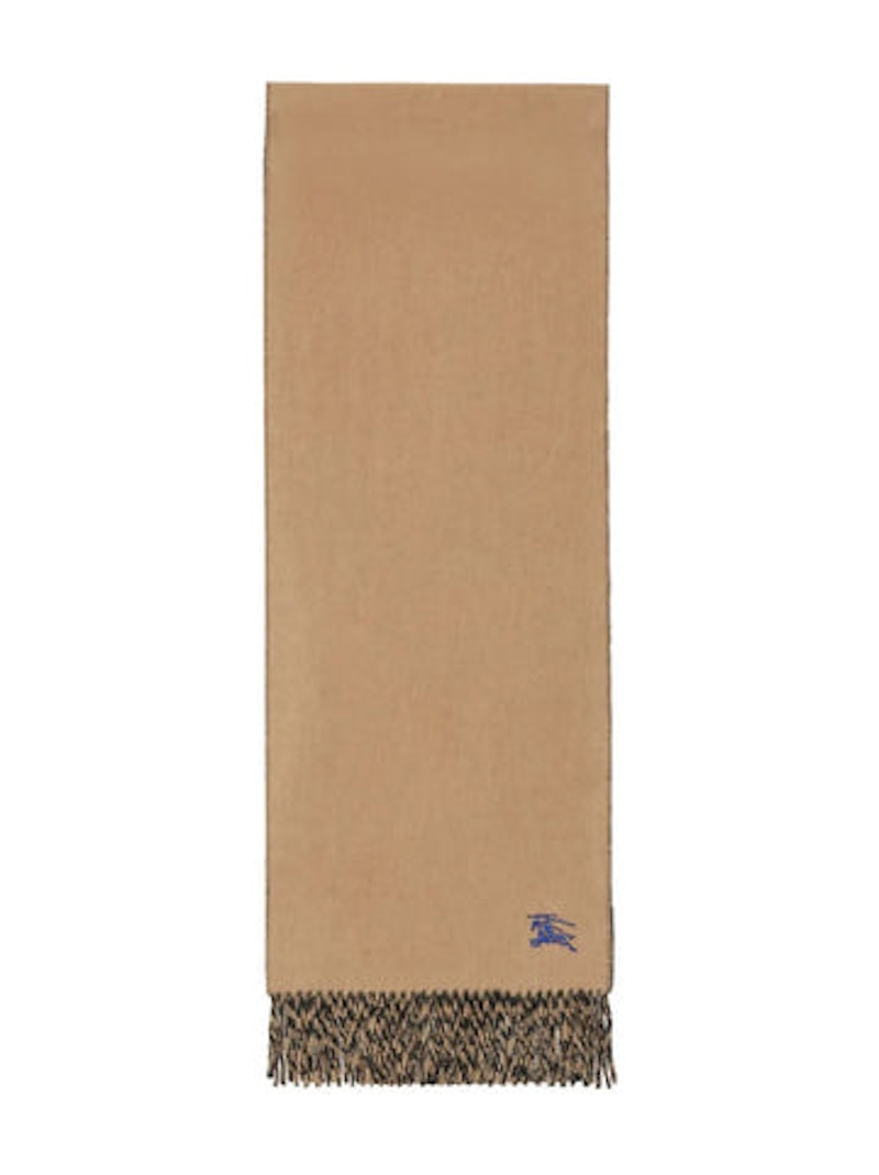 Burberry Mu Embroidered Knight Solid Scarf Camel Black