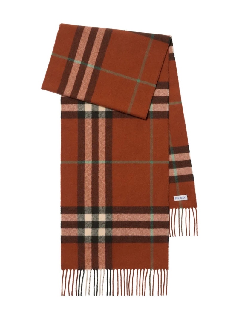 Burberry Mu Giant Chk Scarf Brick Orange
