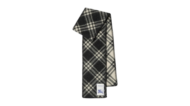 Burberry Narrow Check Wool Scarf Black