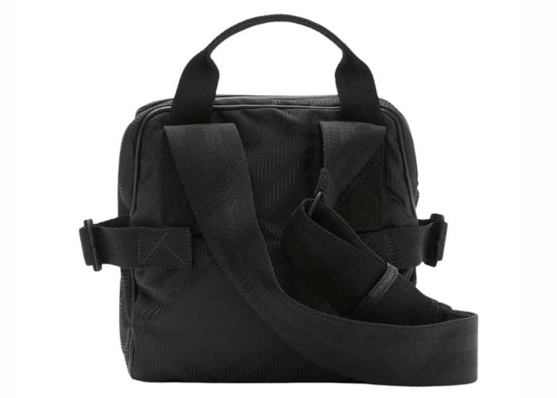 Burberry Nylon Check Jacquard Tile Shoulder Bag Black