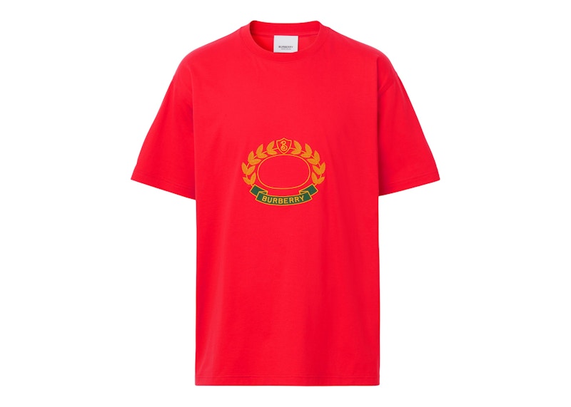 Burberry Oak Leaf Crest Cotton Oversized T-Shirt Bright Red