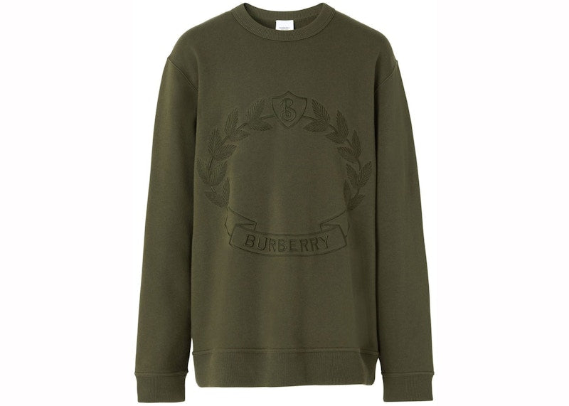 Burberry Oak Leaf Crest-Embroidered Sweatshirt Green