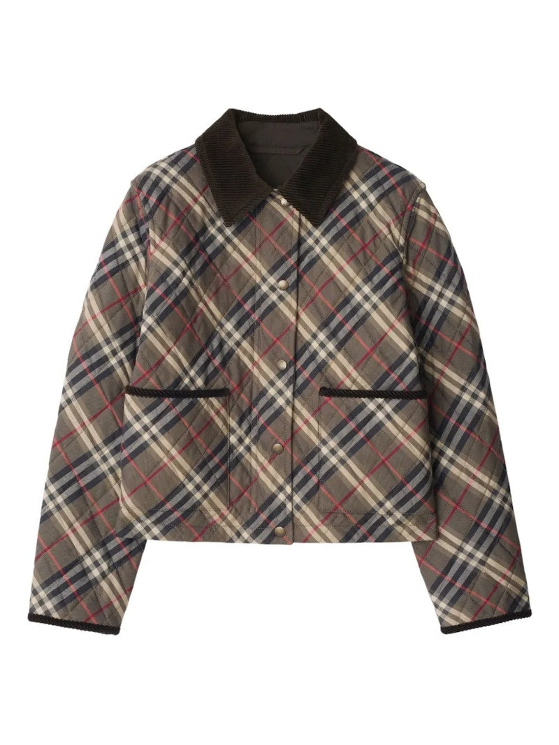 Burberry Oldham Chk Jacket Moss Brown Ink Grey