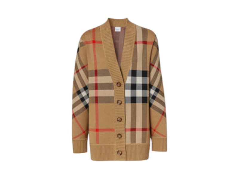 Burberry Oversized Check Cardigan Parchment Cream