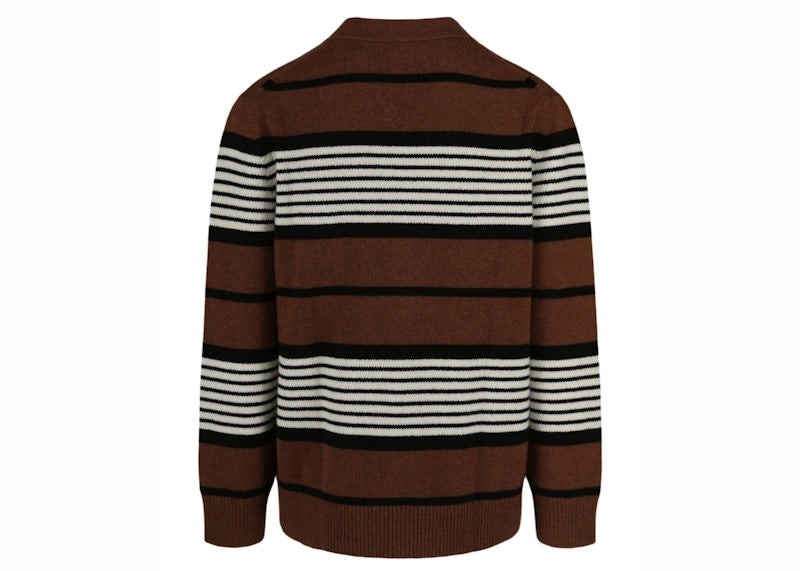 Burberry Oversized Striped Wool Cashmere Cardigan Dark Brown