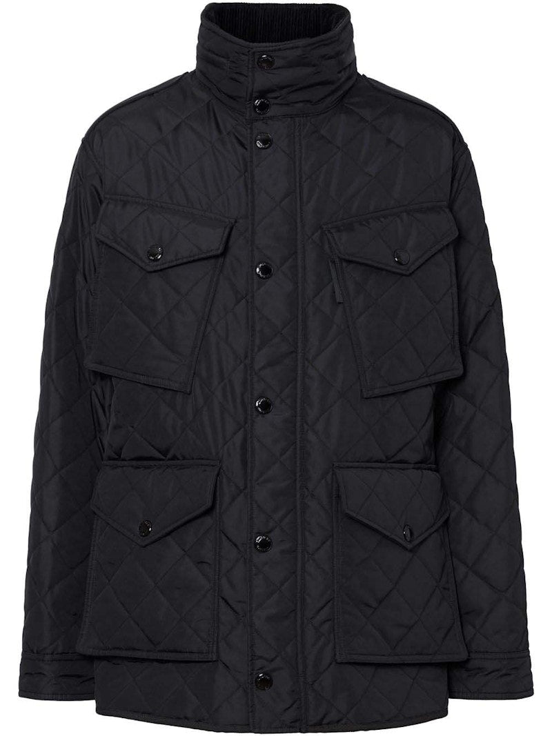 Burberry Packaway Hood Quilted Thermoregulated Field Jacket Black