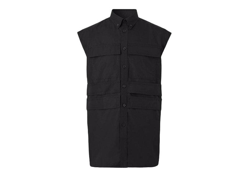 Burberry Panel Detail Sleeveless Shirt Black