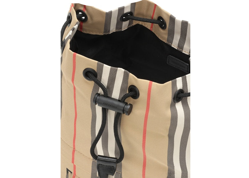 Burberry Phoebe Heritage Stripe Bucket Bag Archive Beige