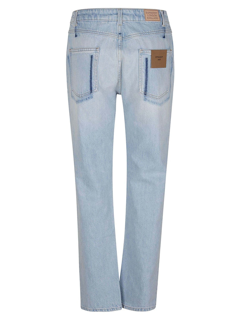 Burberry Pocket Detail Straight Leg Jeans Blue