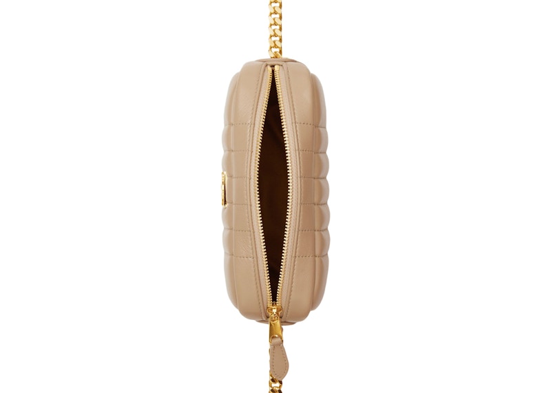 Burberry Quilted Leather Mini Lola Camera Bag Oat Beige/Gold-tone