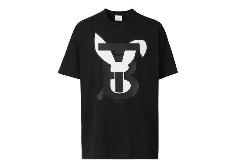 Burberry Rabbit Logo-Print Cotton T-Shirt Black/White