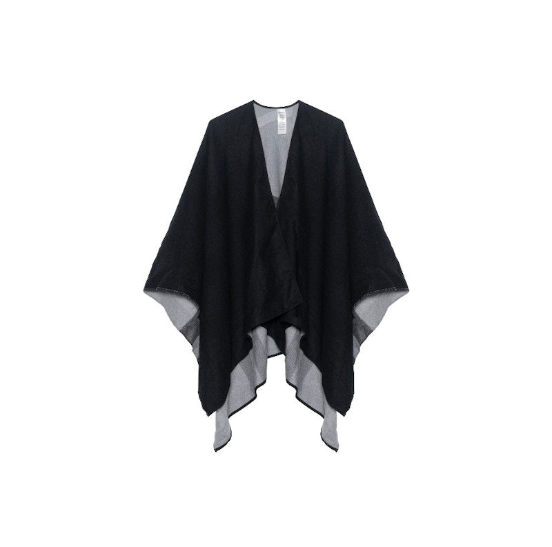 Burberry Reversible Check Merino Wool Poncho Scarf Black/Grey