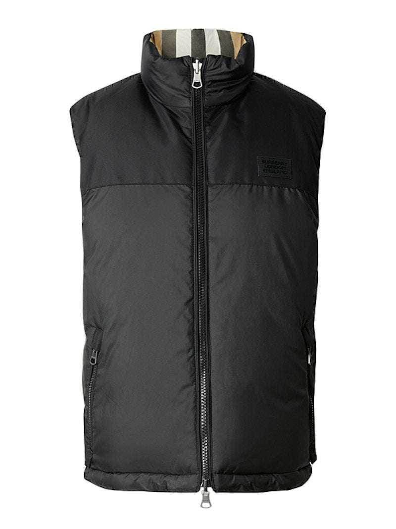 Burberry Reversible Check Nylon Puffer Gilet Archive Beige/Black