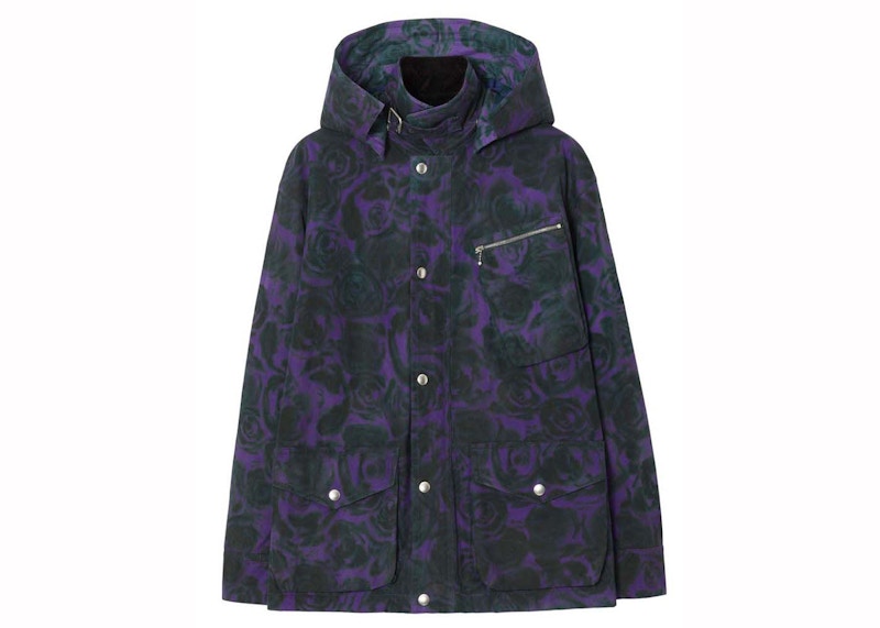 Burberry Rose-Print Cotton Field Jacket Purple/Black