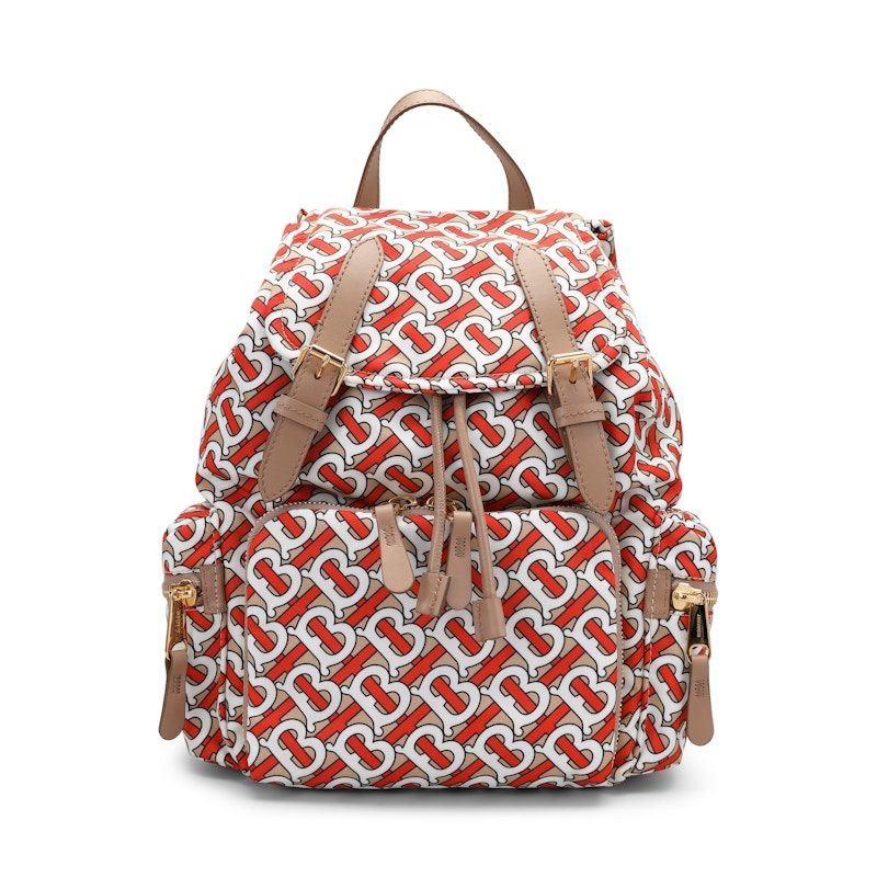 Burberry Rucksack Monogram Print Nylon Medium Vermillion
