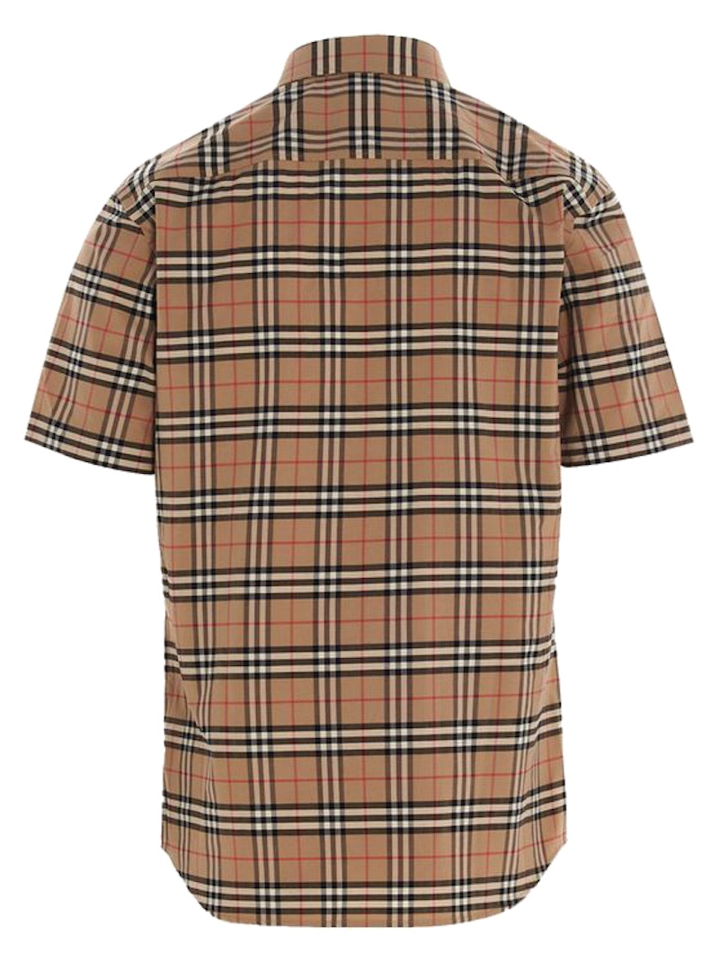 Burberry S/S Small Scale Check Stretch Cotton Shirt Archive Beige