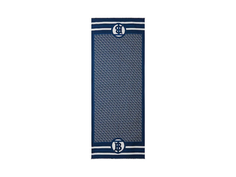 Burberry SS Double Printed Silk Scarf Cerulean Blue