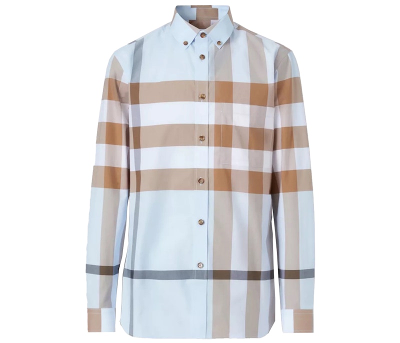 Burberry Slim Fit Check Stretch Cotton Poplin Shirt Rich Chestnut