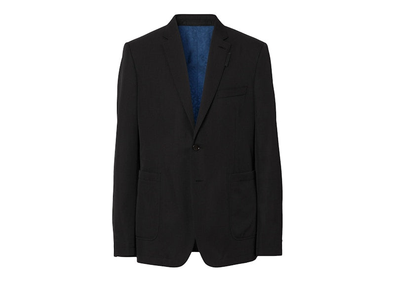 Burberry Slim-Fit Wool Blend Blazer Black Blue