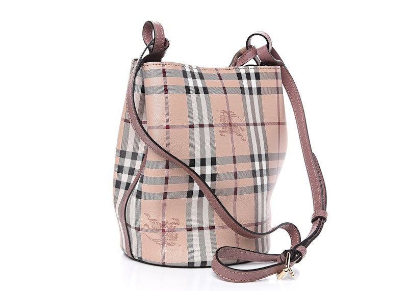 Burberry Small Lorne Haymarket Check Bucket Bag Light Elderberry