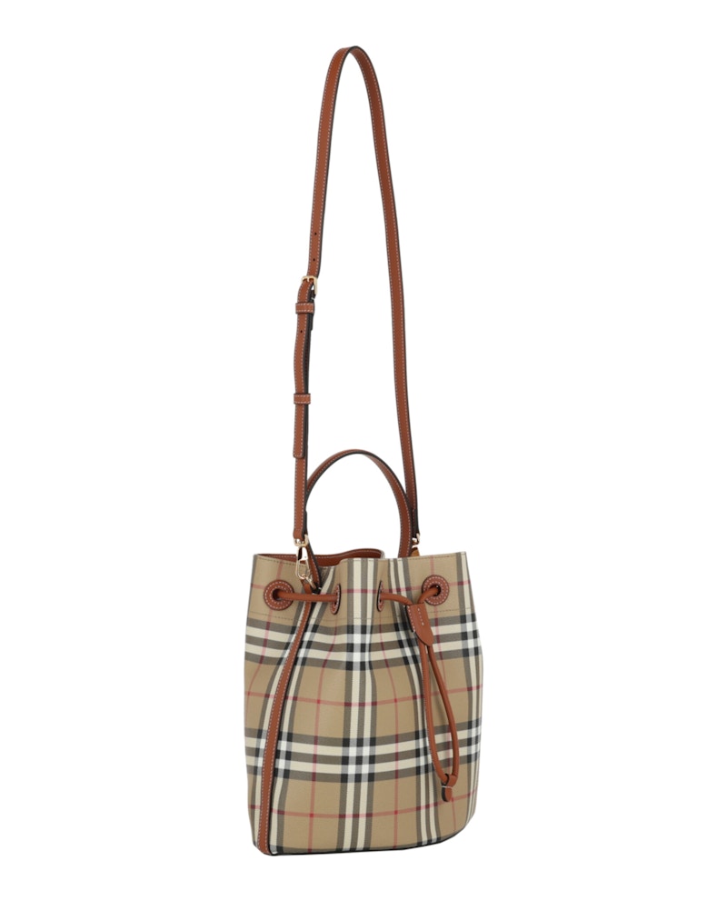 Burberry Small TB Bucket Bag Vintage Check Briar Brown