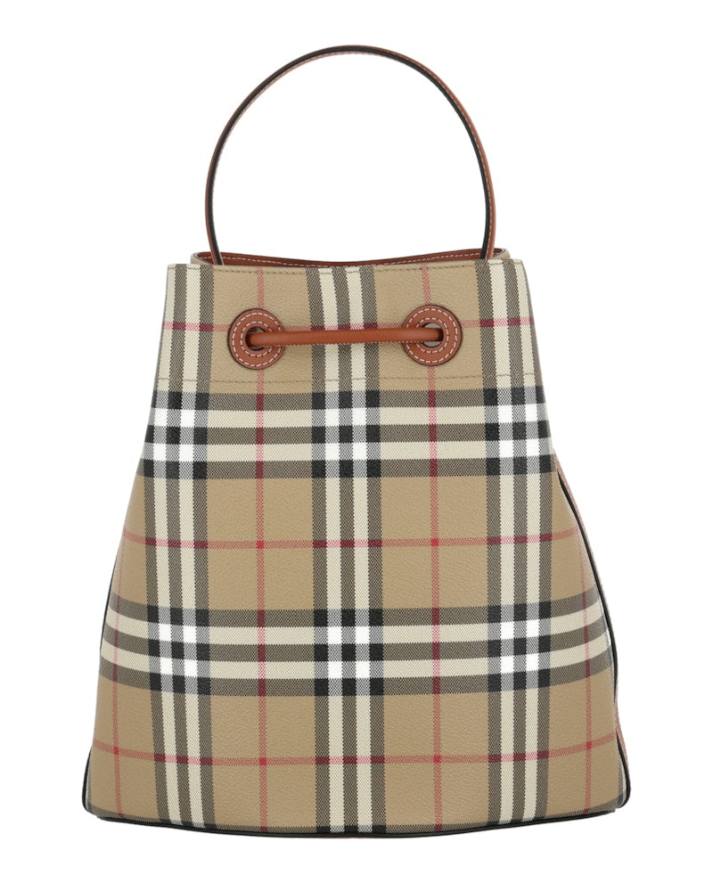 Burberry Small TB Bucket Bag Vintage Check Briar Brown